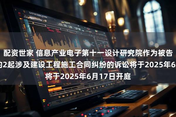 配资世家 信息产业电子第十一设计研究院作为被告/被上诉人的2起涉及建设工程施工合同纠纷的诉讼将于2025年6月17日开庭