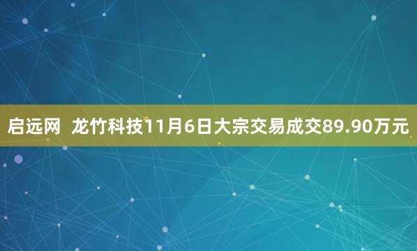启远网  龙竹科技11月6日大宗交易成交89.90万元